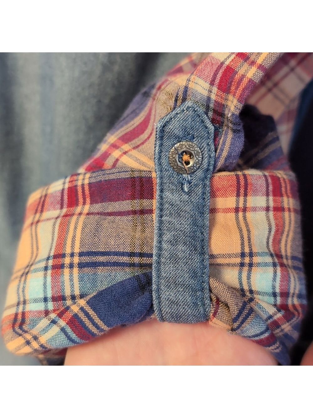 Miss Me Mixed Media Denim Embroidered Top - Picture 6 of 9